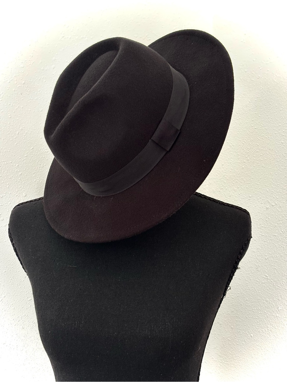 H&M Black Felt Fedora with Ribbon Trim
